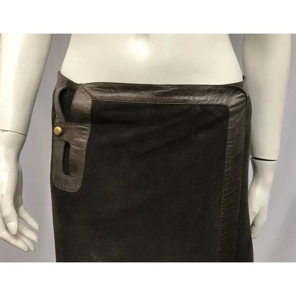 ❤️SOLD❤️ Bally Leather & Suede Wrap Skirt Vintage 1970’s Size I 42 F 40 USA 8 - Picture 4 of 5